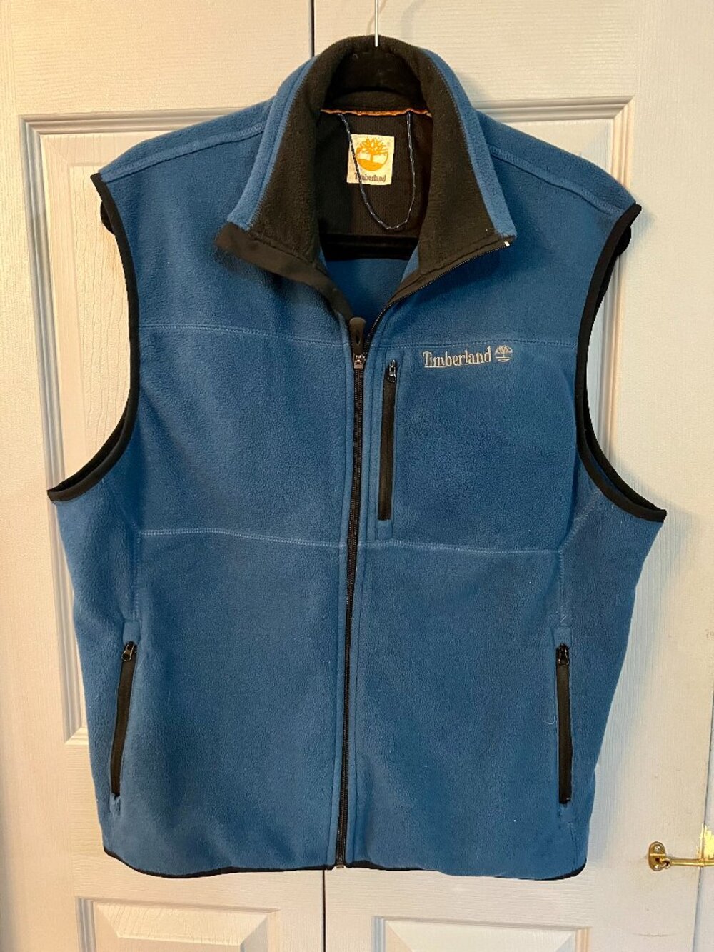 Timberland Polar Fleece Vest, Blue trimmed in Black. Medium